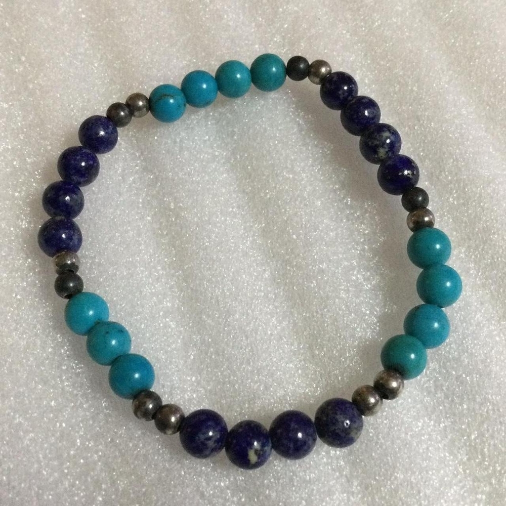 Blue and Silver Beaded Bracelet